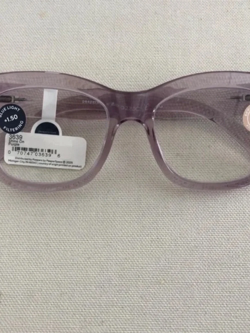 New Anthropologie Peepers Purple Translucent Blue Light Filter Glasses +1.50‎